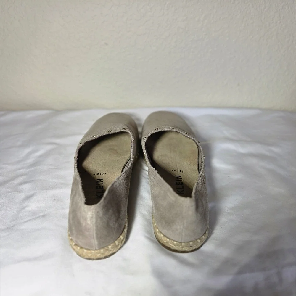 Anne Klein iFlex Suede Espadrille Flats Taupe Studded Slip On Shoes S1647